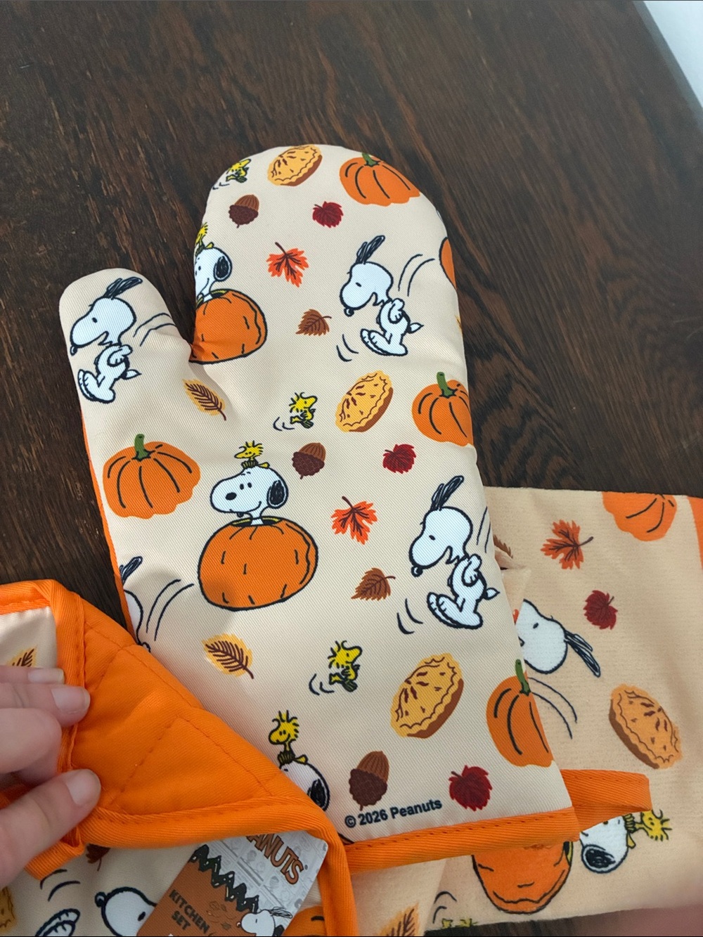 NWT- Peanuts- Snoopy- Fall Themed- 3pc- Oven Mitt, Pot Holder & Towel Set - Picture 5 of 16